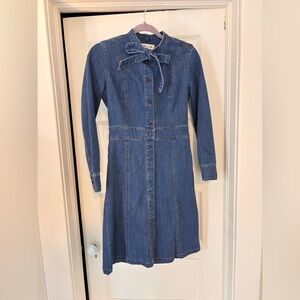 Madewell Bow Neck Denim Button Front Dress Size 2